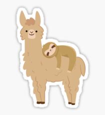 Adorable Sloth Relaxing on a Llama | Funny Llama Sloth Sticker