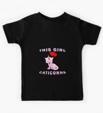 This girl Loves Caticorns - funny cat unicorn t-shirt Kids Tee