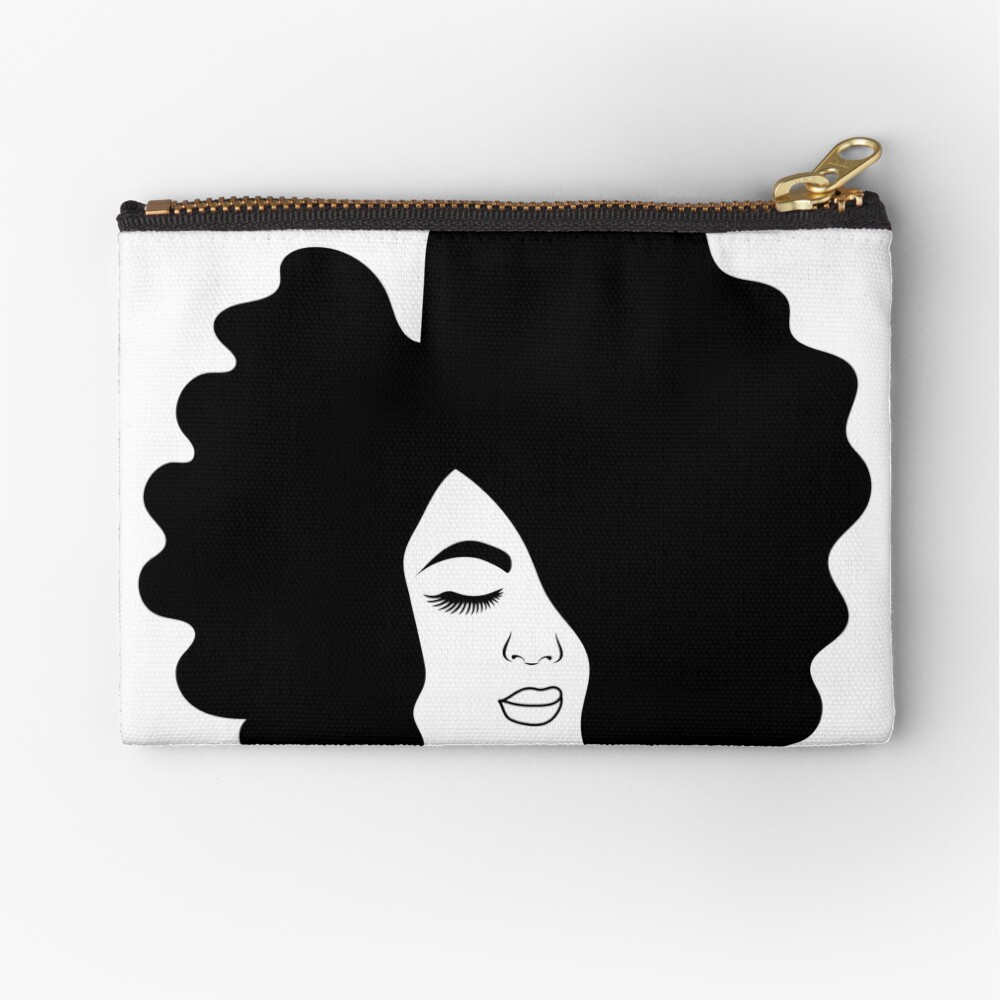 Big Afro Drawing Black Woman With Natural Hair Zipper Pouch By