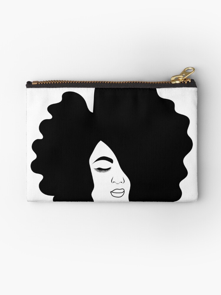 Big Afro Drawing Black Woman With Natural Hair Zipper Pouch By