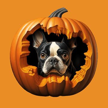 Halloween Funny Cute Boston Terrier Dog Inside Pumpkin Sticker for Sale by  HealthyHappyYou