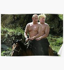 Trump And Putin Riding Horse Meme Poster