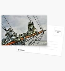 BOWSPRIT OF OLD SHIP (bowsprit showing the staysail and foresail hanked on the forestay and headstay. Postcards