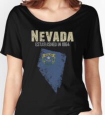 State of Nevada Apparel with official flag on a distressed state map Women's Relaxed Fit T-Shirt