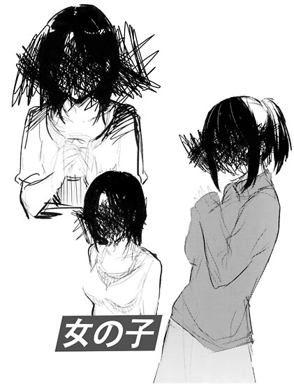 Girls Black And White Sad Japanese Anime Aesthetic Posters By