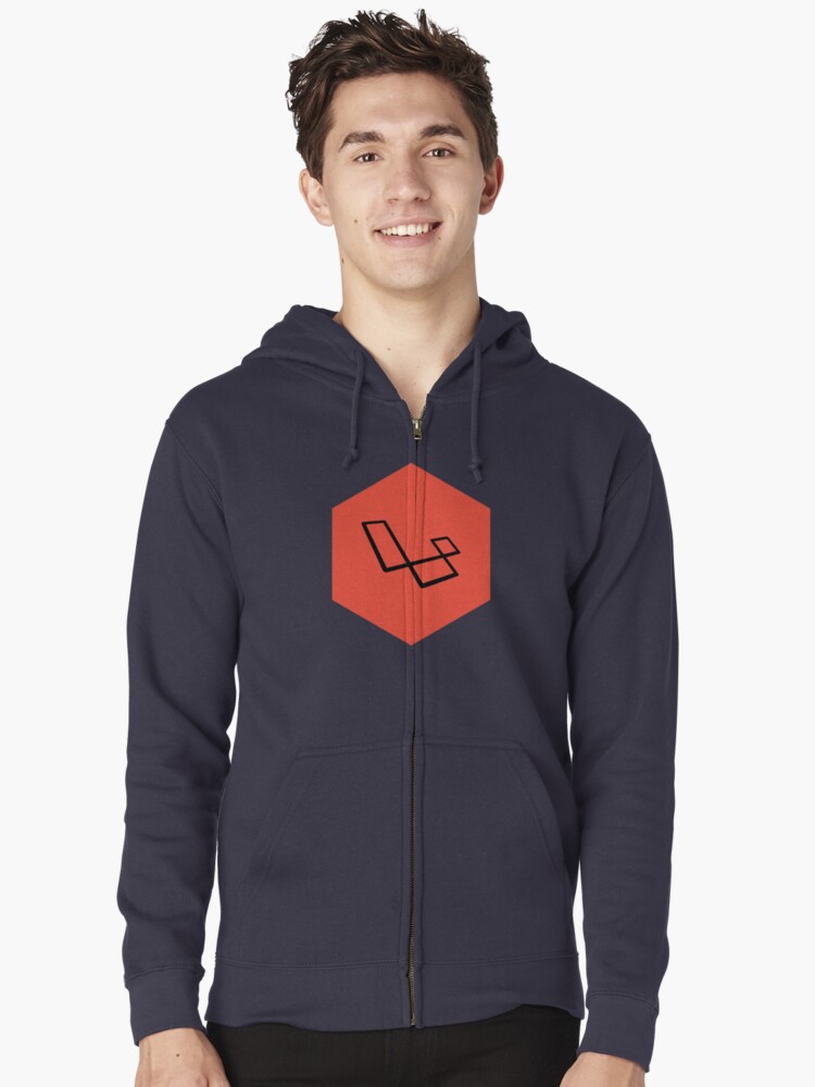 "Laravel Black Hexagon" Zipped Hoodie by BeardWizard  