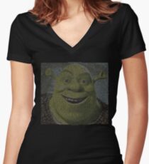 SHREK - Entire Script - With Shrek Face Women's Fitted V-Neck T-Shirt