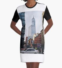 New York, Manhattan, Brooklyn, New York City, architecture, street, building, tree, car,   Graphic T-Shirt Dress