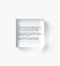 Anonymous Letter to Sammi Acrylic Block