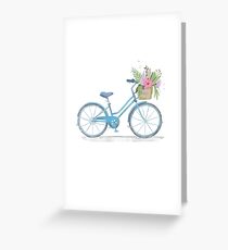 Flower Basket Bicycle Greeting Card