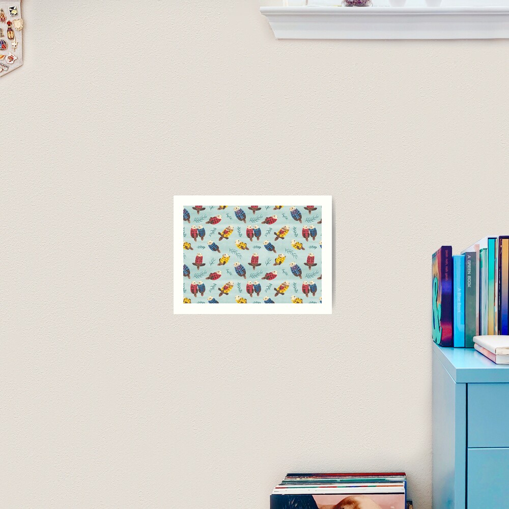 Sea Otters Wearing Plaid Art Print