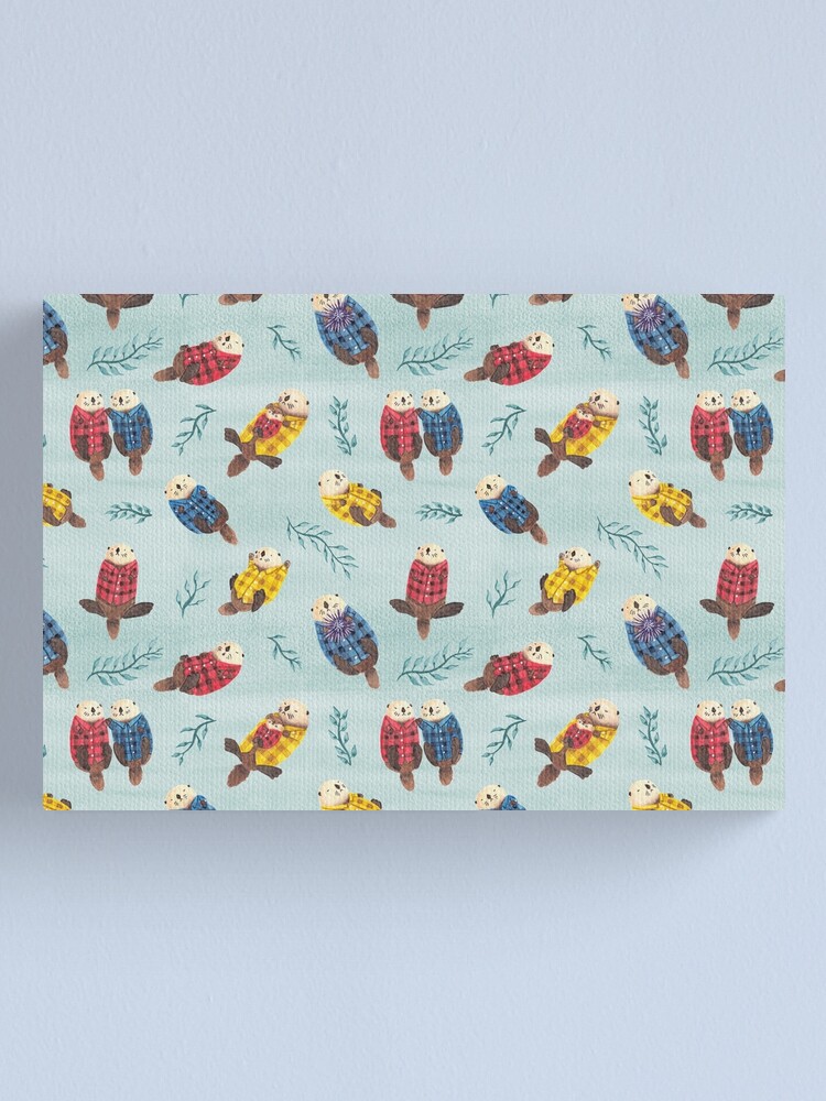 Alternate view of Sea Otters Wearing Plaid Canvas Print