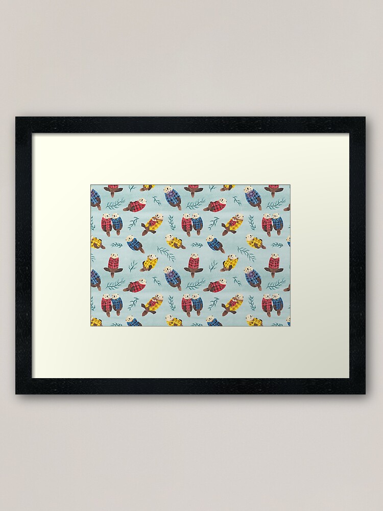 Alternate view of Sea Otters Wearing Plaid Framed Art Print