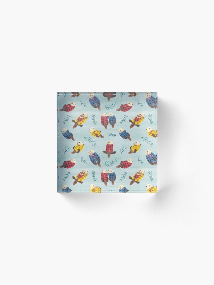 Alternate view of Sea Otters Wearing Plaid Acrylic Block