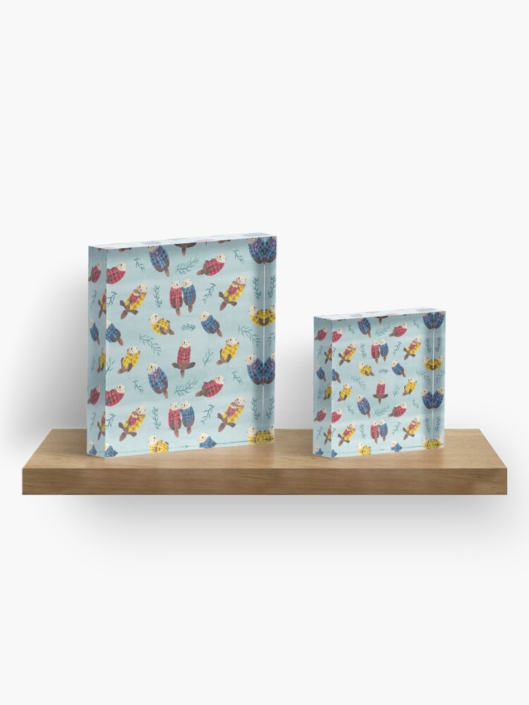 Alternate view of Sea Otters Wearing Plaid Acrylic Block