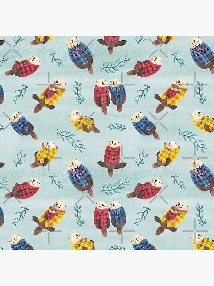 Sea Otters Wearing Plaid by emseeitch