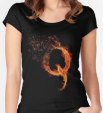 QAnon Fiery Q For Conspiracy Lightning Theorist T-Shirt by Scralandore Design Women's Fitted Scoop T-Shirt