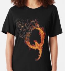QAnon Fiery Q For Conspiracy Lightning Theorist T-Shirt by Scralandore Design Slim Fit T-Shirt