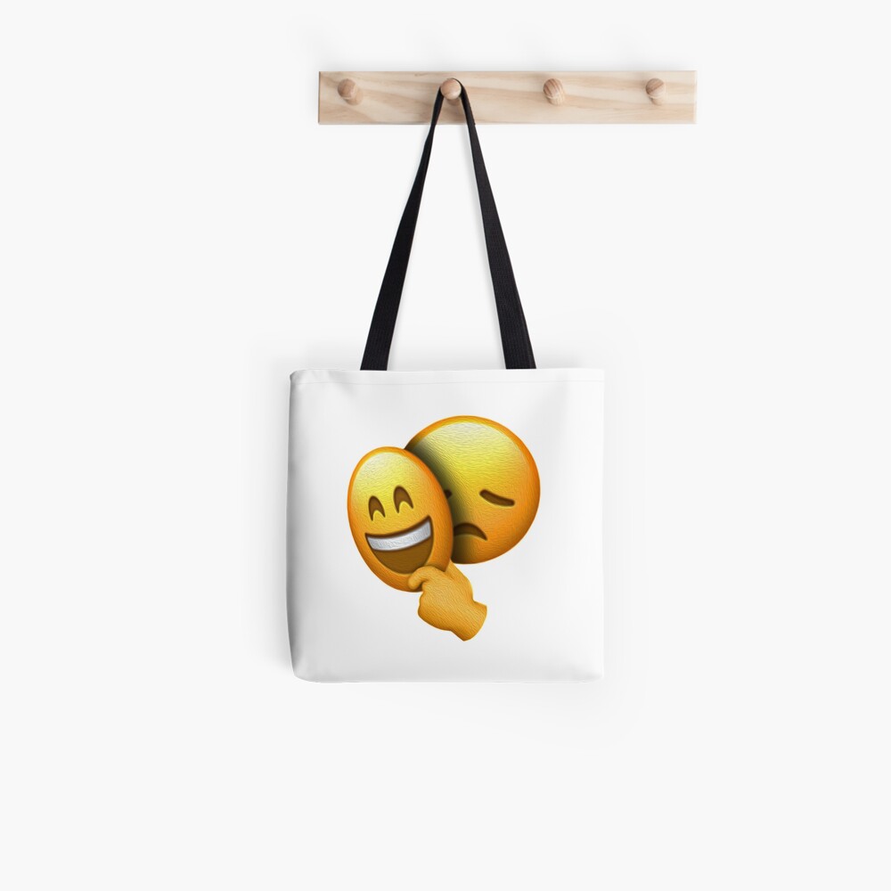 "Emoji - Sad Face under Happy Mask" Tote Bag by hyperdeath ...