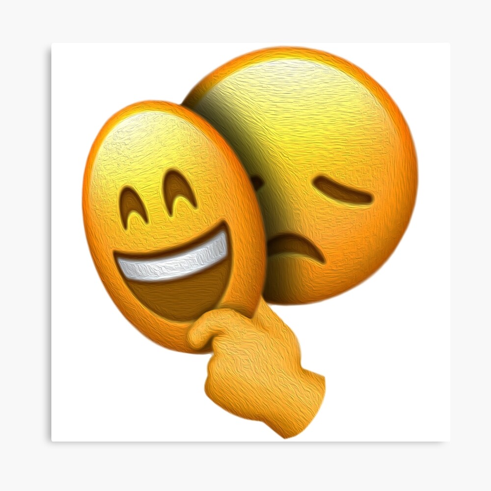 Impression sur toile  Emoji visage  triste sous masque 