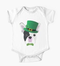 French Bulldog Dog With Green Hat Shamrock Funny Patrick Day Gift One Piece - Short Sleeve