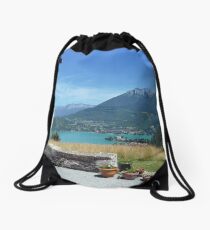 Annecy lake, France Drawstring Bag