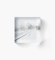 Snowy Tracks, Penryn Station Acrylic Block
