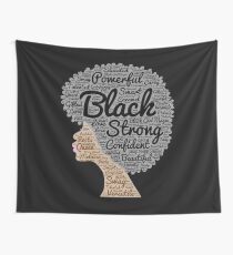 Black Woman Natural Hair Words In Afro Wall Tapestry