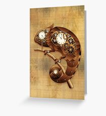 Steampunk Chamäleon Vintage-Stil Grußkarte
