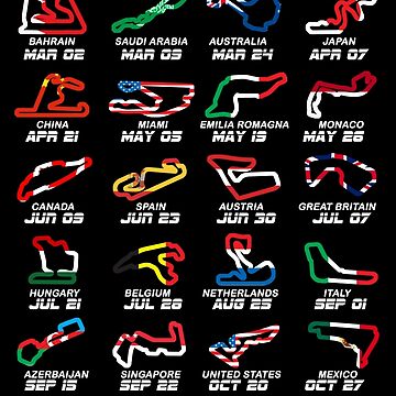 Artwork thumbnail, Calendar Formula race cars 2024 circuits colors by ideasfinder
