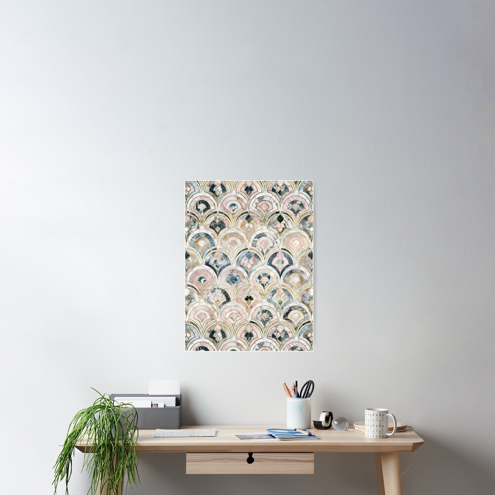 Art Deco Marble Tiles in Soft Pastels Poster