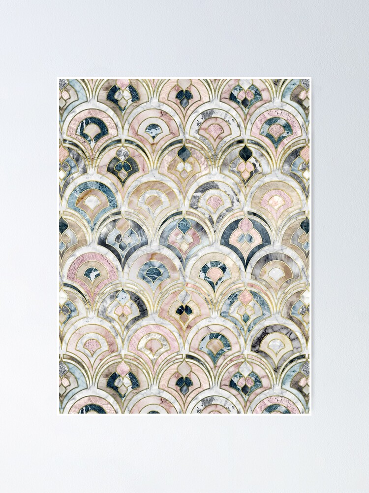 Alternate view of Art Deco Marble Tiles in Soft Pastels Poster