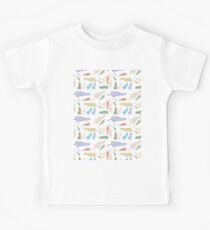Colorful New Zealand Ferns in pattern Kids Tee
