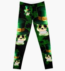 St Patrick Lucky Irish Skull Cartoon Leggings