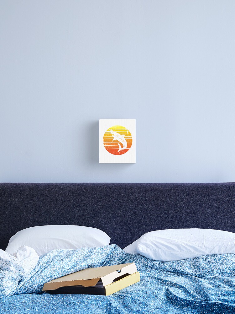 Retro Shark Sunrise Throwback 70s Vintage Shark Design Canvas
