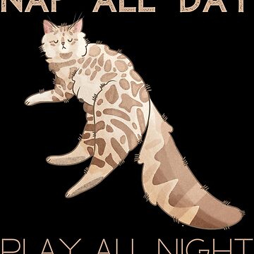 Artwork thumbnail, Nap all Day, Play all Night - Cashmere Bengal Cat Longhair - Gifts for cat lovers by FelineEmporium