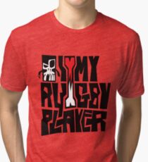 i heart my rugby player Tri-blend T-Shirt