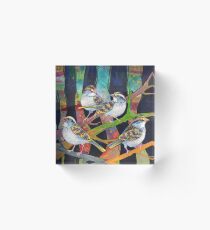 White-throated sparrows painting - 2012 Acrylic Block