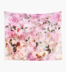 Tela decorativa Elegante estampado de flores vintage de color rosa femenino