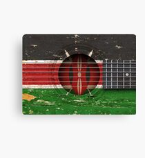 Old Vintage Acoustic Guitar with Kenyan Flag Canvas Print