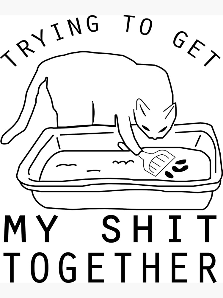 "Cat Trying to get my shit together" Poster by hammermnn Redbubble