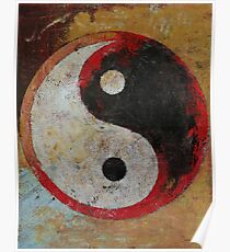 Yin Yang Red Dragon Poster