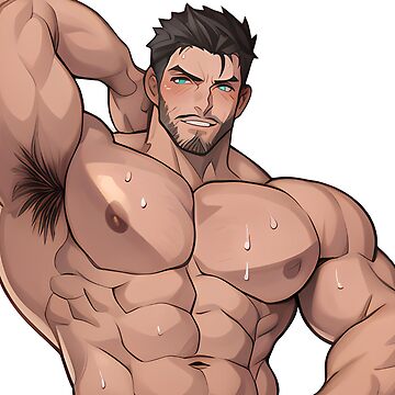 Muscular Anime Guy Sticker for Sale by baraclub