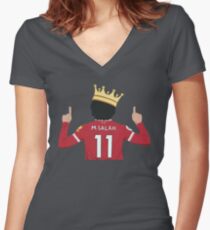 Mo Salah Egyptian King Liverpool FC Design Women's Fitted V-Neck T-Shirt
