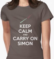Keep Calm and Carry On Simon (White Text) Women's Fitted T-Shirt