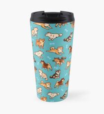 shibes in blue Travel Mug
