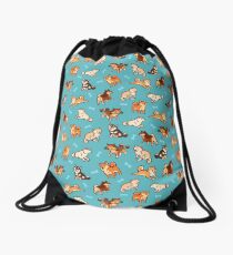 shibes in blue Drawstring Bag