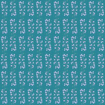 Artwork thumbnail, Minimalistic teal and purple floral pattern by StructuralBlue