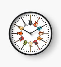 Pixel Multi Colored Guitar Clock Sunburst with Minutes Clock