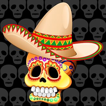 Artwork thumbnail, Mexico Sugar Skull with Sombrero by BluedarkArt